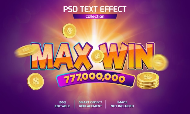 PSD efekt tekstowy slotu max win jackpot casino