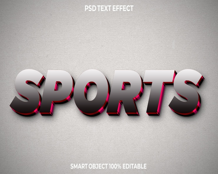PSD efekt tekstowy sportowy 3d typografia dla plakatów i mediów społecznościowych