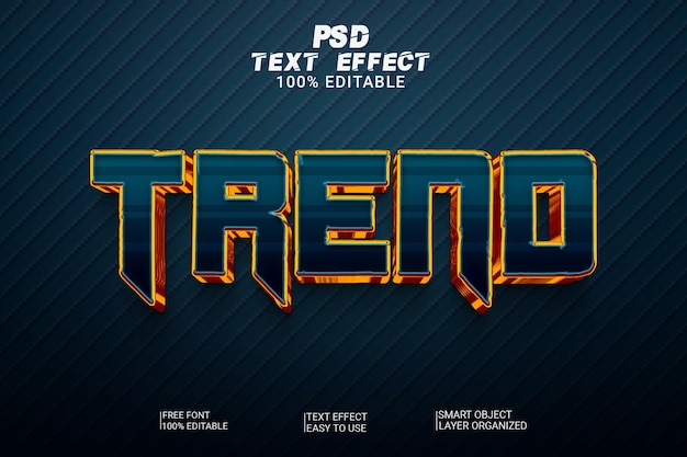 PSD efekt tekstowy trendu psd jest pokazany w ciemnoniebieskim kolorze.