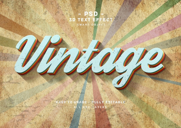Efekt tekstowy w stylu vintage z kolorowym tłem