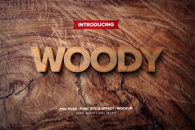 PSD efekt tekstowy woody 3d premium