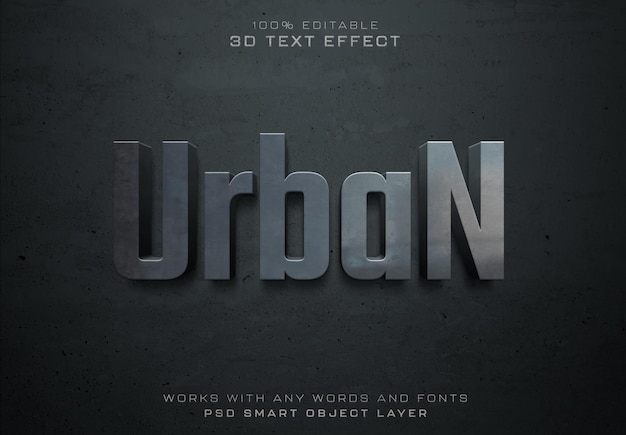 PSD efekt tekstowy z makieta w stylu miejskim 3d