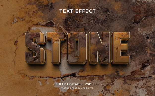 PSD efekt tekstowy z teksturą kamienia na ścianie