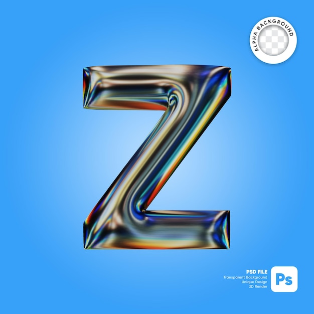 PSD efekt tekstu 3d chrome letter z wielkich liter