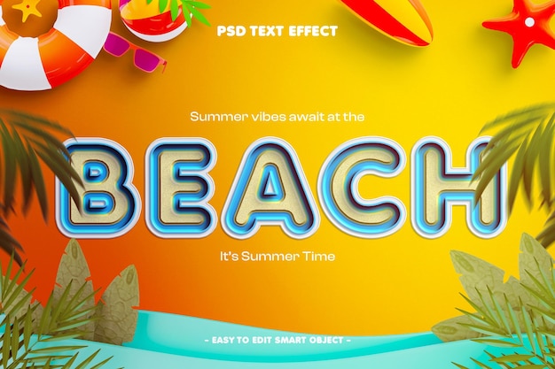 PSD efekt tekstu 3d na plaży