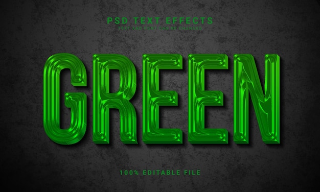 PSD efekt tekstu 3d w kolorze zielonym