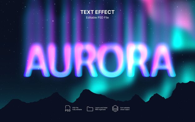 Efekt tekstu Aurora borealis