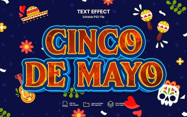 PSD efekt tekstu cinco de mayo