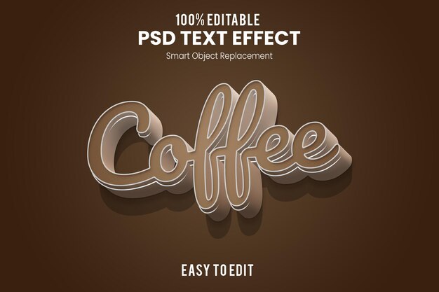 PSD efekt tekstu coffee3d