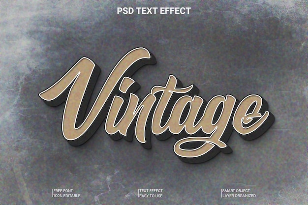 Efekt tekstu edytowalnego 3d vintage