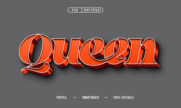 Efekt tekstu edytowalny Ilustracje w stylu Queen