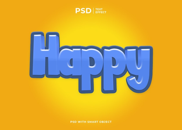 PSD efekt tekstu happy 3d