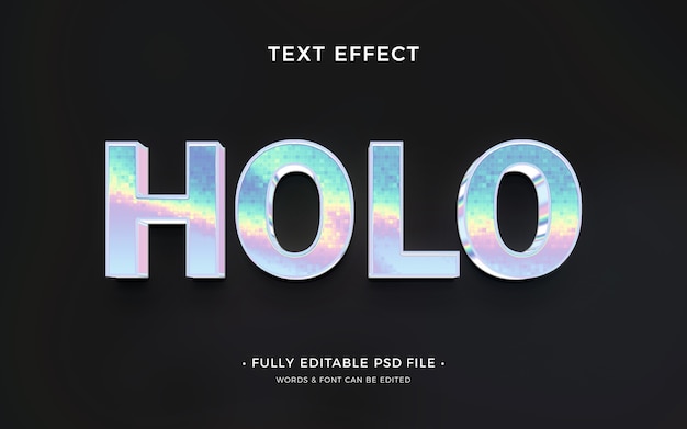 PSD efekt tekstu holo chrome