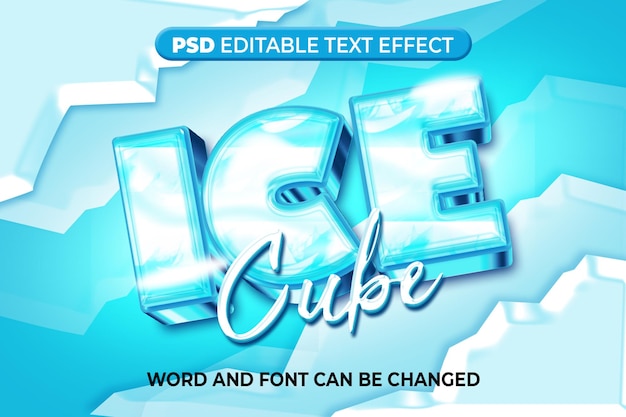 PSD efekt tekstu ice cube 3d