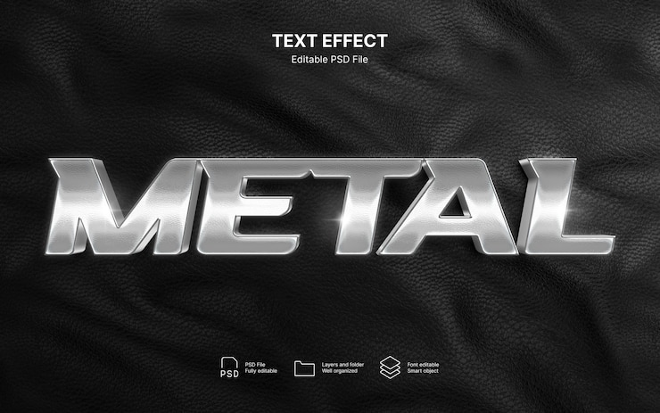 PSD efekt tekstu metalowego
