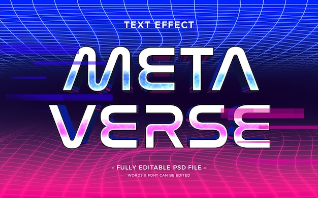 PSD efekt tekstu metaverse