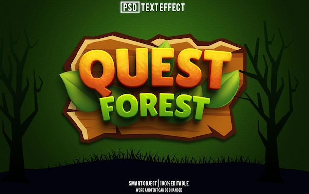 efekt tekstu quest lasu czcionka edytowalna typografia tekst 3d
