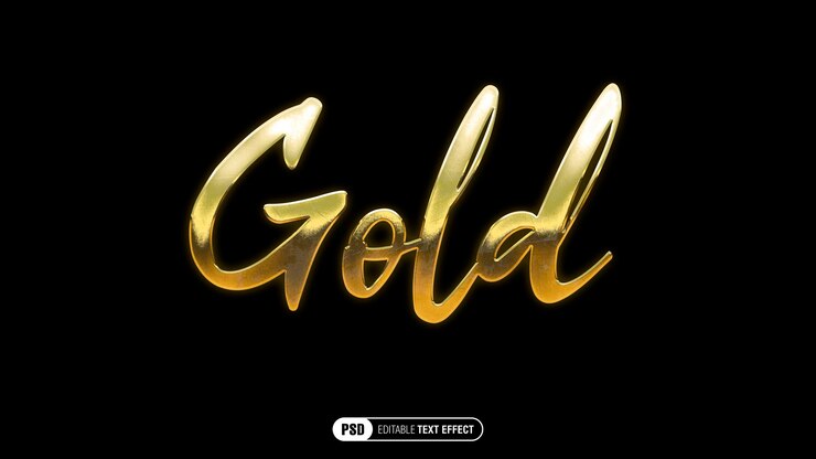 PSD efekt tekstu shining gold
