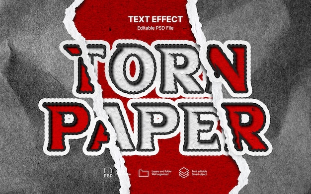 Efekt tekstu z rozerwanego papieru