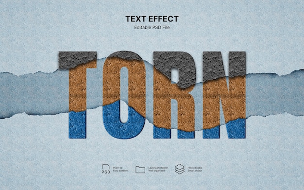 PSD efekt tekstu z rozerwanego papieru