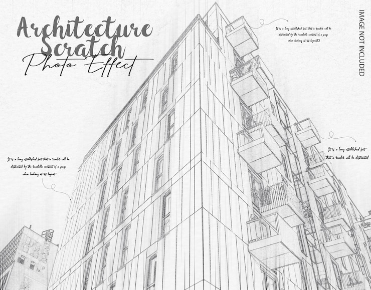 PSD efekt zdjęć z rysunkami architektonicznymi