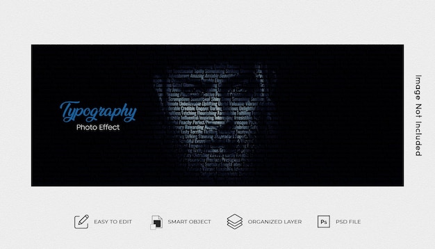 PSD efekt zdjęcia portretowego typografii do okładki w mediach społecznościowych