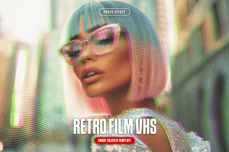 PSD efekt zdjęciowy retro film vhs