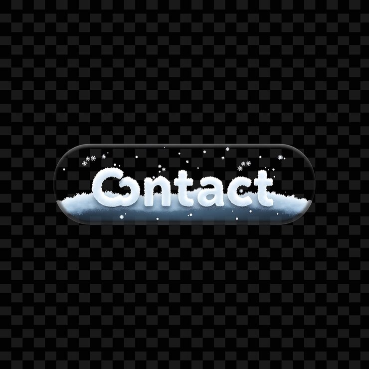 PSD effect contact text in snowy hill style snowflakes gently settle on the button winter wonderland
