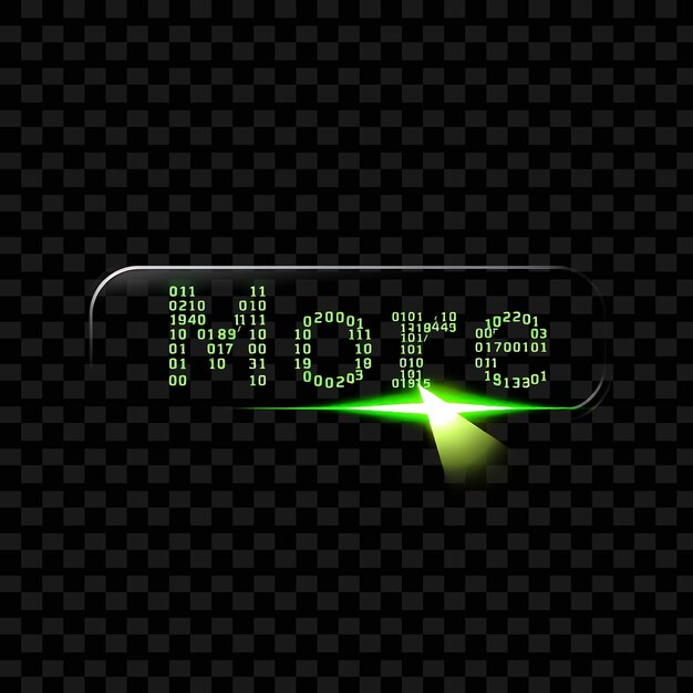 Effect More in Binary Code Style Streams of 1S and 0S Run Across the Button With a Glowing Cursor
