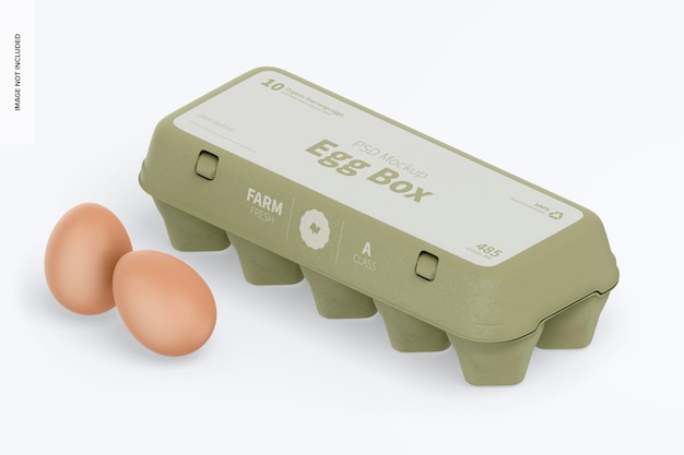 PSD Мокап коробки для яиц, изометрический вид слева