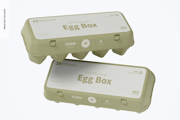 Egg boxes mockup, floating