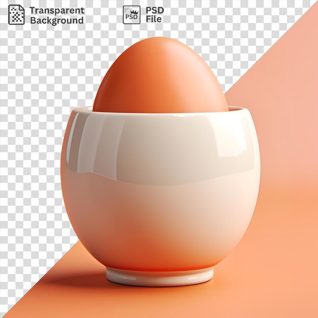 PSD egg cup in a white bowl on a pink background