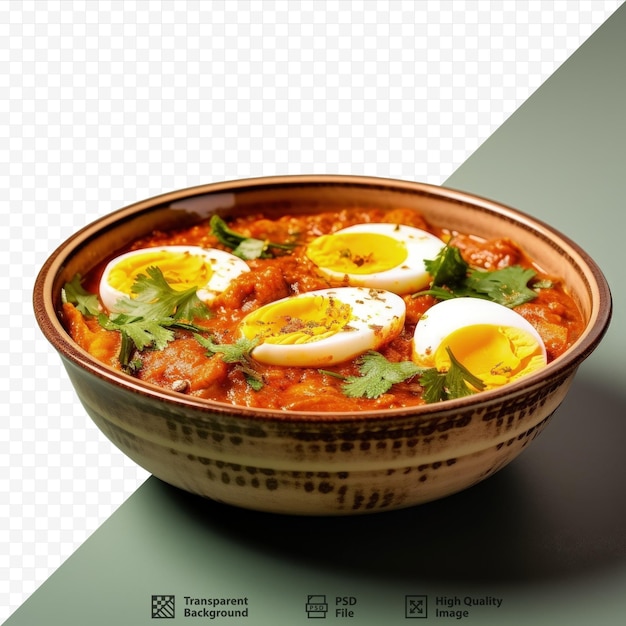 PSD egg curry served in a bowl with selective focus