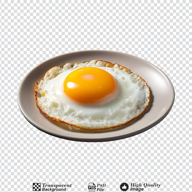 PSD 透明な背景に隔離された揚げ卵をプレートに置いた卵