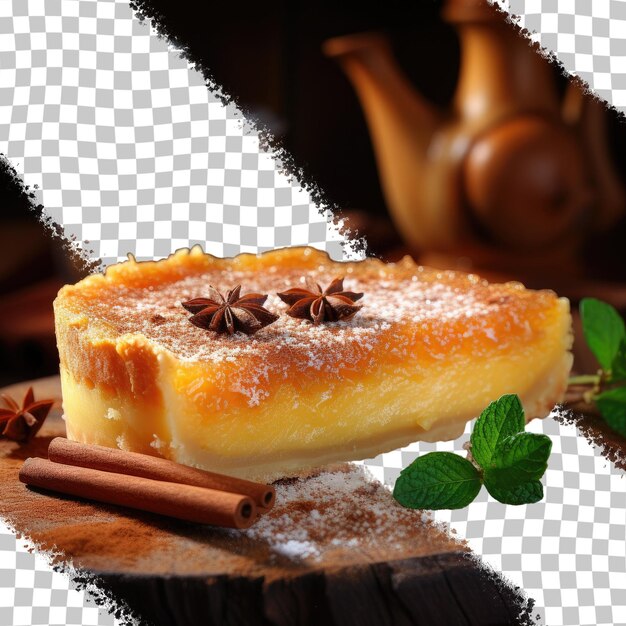 PSD egg tart flavored with nutmeg transparent background