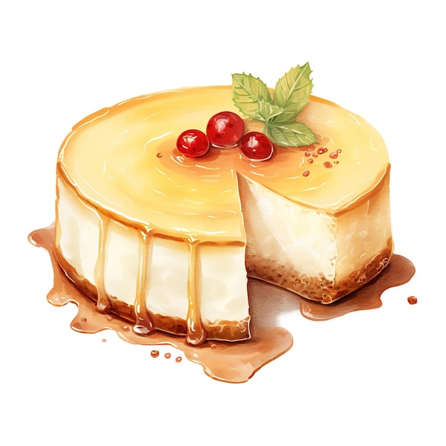 PSD eggnog flan foods illustration watercolor style ai generated