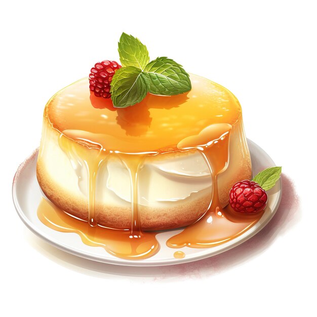 Eggnog flan foods illustration watercolor style ai generated