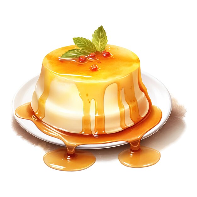 Eggnog flan foods illustration watercolor style ai generated