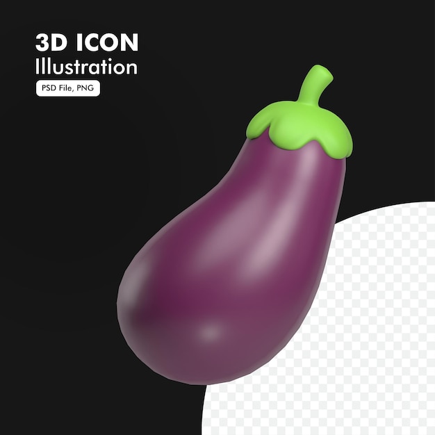 PSD illustrazione dell'icona 3d della melanzana