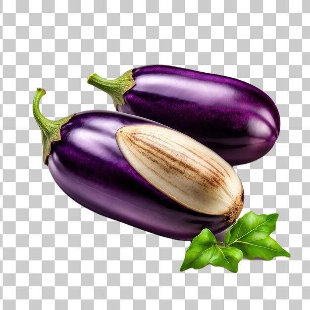 PSD eggplant isolated on a transparent background fresh purple aubergine