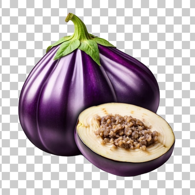 Eggplant isolated on a transparent background Fresh purple aubergine