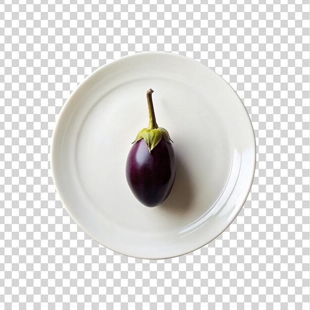 PSD eggplant on a plate isolated on a transparent background