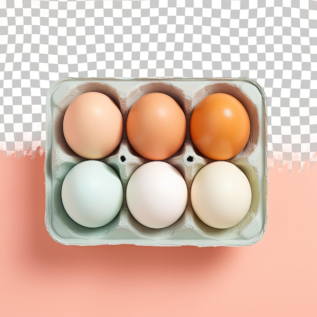 PSD 透明な背景の箱に並べた卵