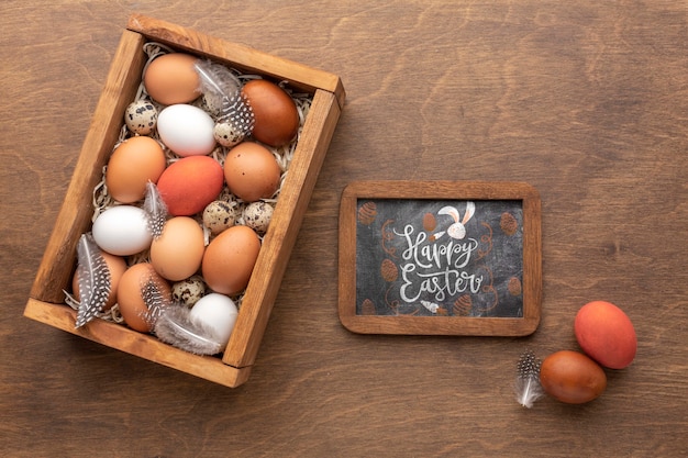 PSD eggs for easter and frame with mock-up