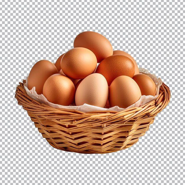 Яйца в корзине на прозрачном фоне