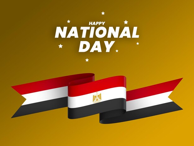 PSD egypt flag element design national independence day banner ribbon psd