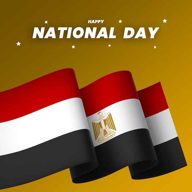 PSD egypt flag element design national independence day banner ribbon psd