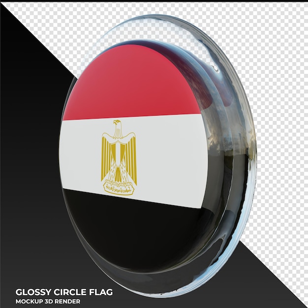 PSD egypt0002 bandiera circolare lucida strutturata 3d realistica