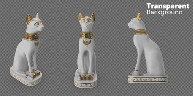 PSD egyptian cat statue on transparent background