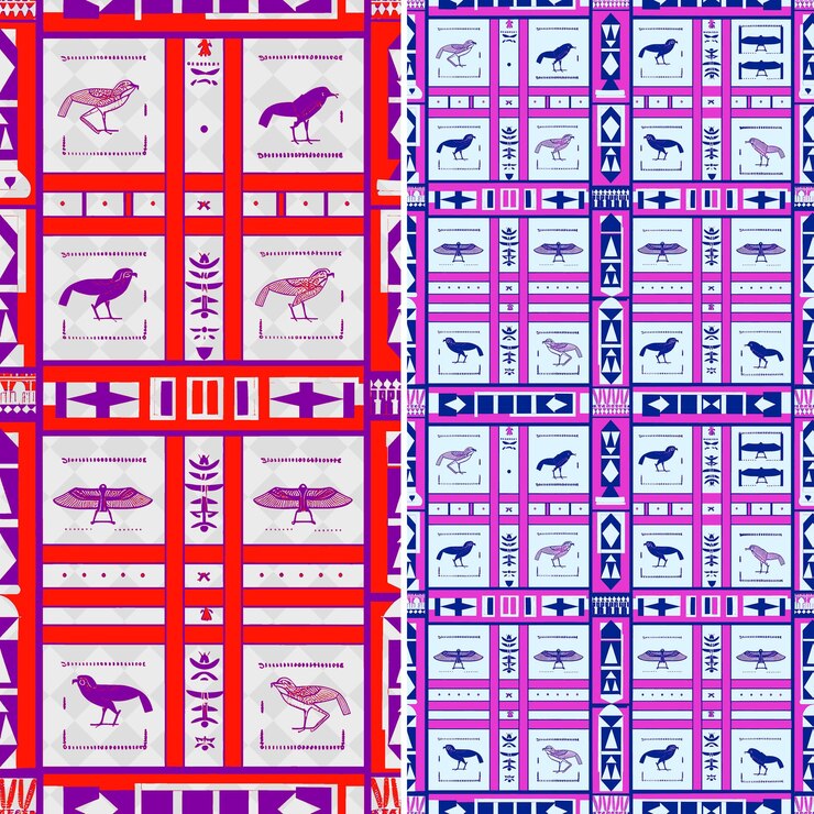 PSD egyptian hieroglyphics patterns with horizontal lines and fr creative abstract geometric vector
